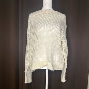 Free People Cream Open Knit Alpaca Sweater (M)
